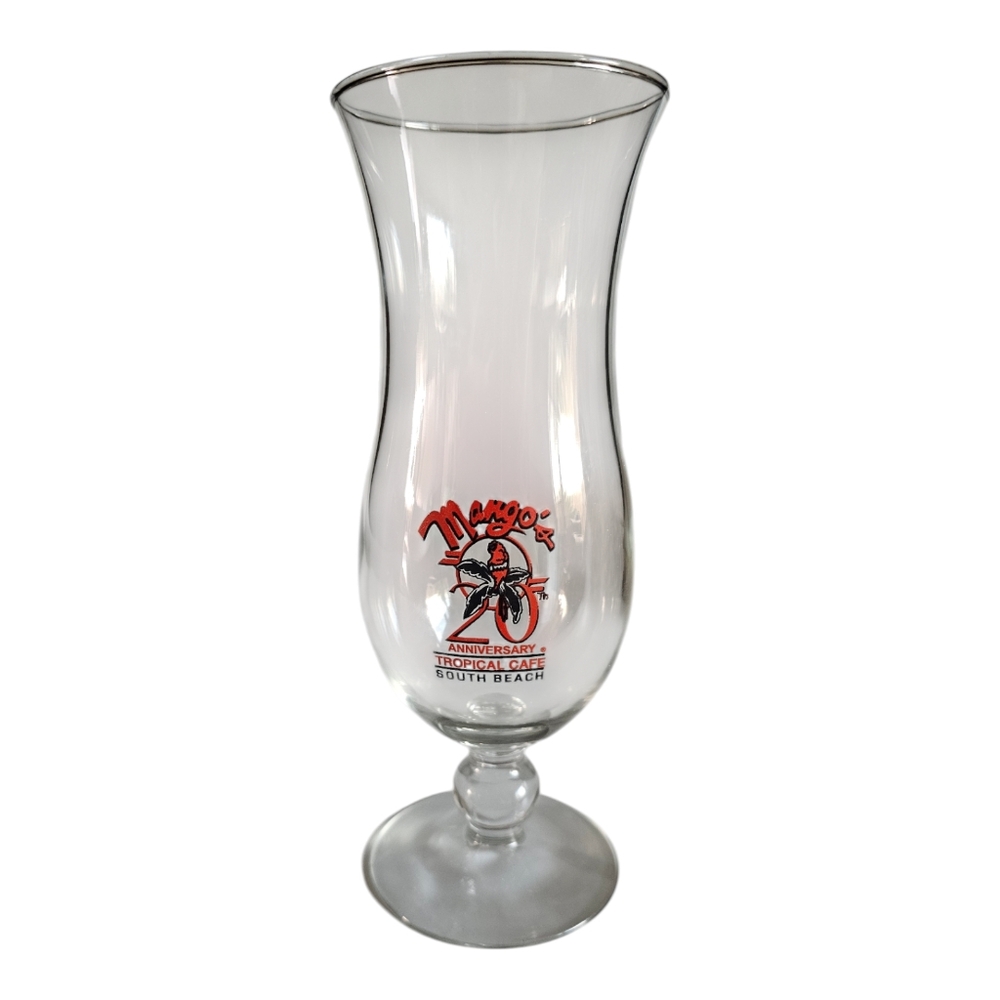 Mango’s Tropical Cafe South Beach 20th Anniversary Hurricane Glass Pre-owned